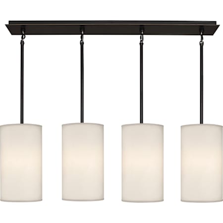 Robert Abbey Echo 4 Light 44" Wide Linear Pendant with Linen Shades Deep Patina Bronze