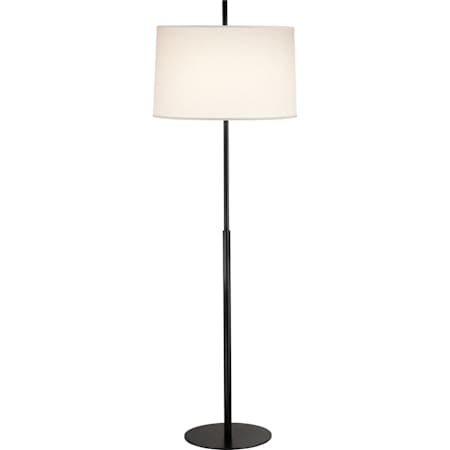 Robert Abbey Echo 64" Tall Torchiere Floor Lamp with White Fabric Shade Deep Patina Bronze
