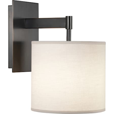 Robert Abbey Echo 12" Tall Wall Sconce with White Fabric Shade Deep Patina Bronze