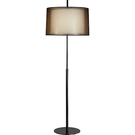 Robert Abbey Saturnia 64" Tall Torchiere Floor Lamp with Transparent Fabric Outer And Ascot White Inner Shade Deep Patina Bronze