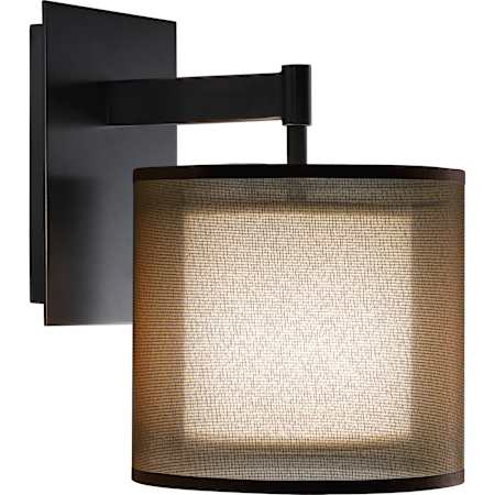 Robert Abbey Saturnia 12" Tall Wall Sconce with Transparent Fabric Outer And Ascot White Inner Shade Deep Patina Bronze