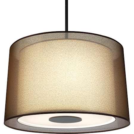 Robert Abbey Saturnia 3 Light 25" Wide Pendant with Transparent Fabric Outer And Ascot White Inner Shade Deep Patina Bronze