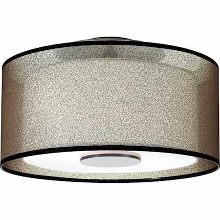 Robert Abbey Saturnia 2 Light 18" Wide Semi-Flush Drum Ceiling Fixture with Transparent Fabric Outer And Ascot White Inner Shade Deep Patina Bronze