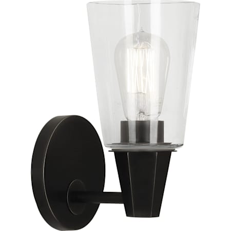 Robert Abbey Wheatley 10" Tall Bathroom Sconce with Clear Glass Shade Deep Patina Bronze