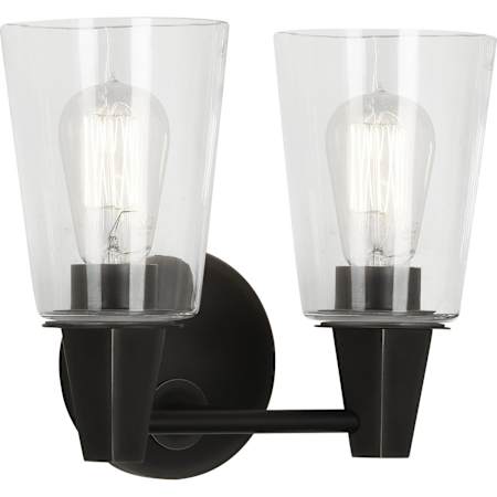 Robert Abbey Wheatley 2 Light 11" Wide Vanity Light with Clear Glass Shades Deep Patina Bronze