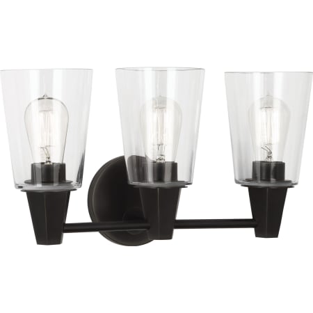 Robert Abbey Wheatley 3 Light 17" Wide Hardwired or Plug-In Vanity Light with Clear Glass Shades Deep Patina Bronze