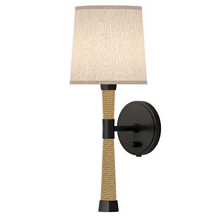 Robert Abbey Hatteras 19" Tall Wall Sconce with Cream Heather Shade Natural Rope / Deep Patina Bronze