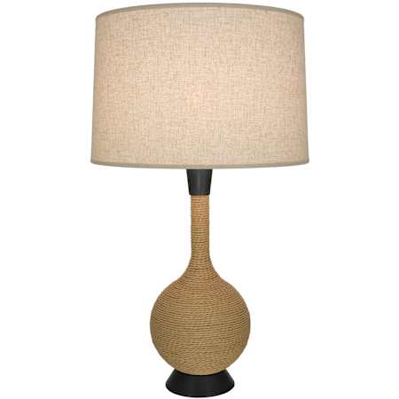 Robert Abbey Hatteras 30" Tall Vase Table Lamp with Open Weave, Heather Linen Shade Natural Rope / Deep Patina Bronze
