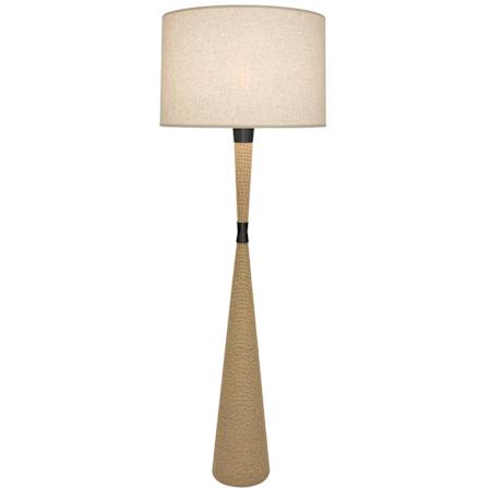 Robert Abbey Hatteras 61" Tall Torchiere Floor Lamp with Open Weave, Heather Linen Shade Natural Rope / Deep Patina Bronze