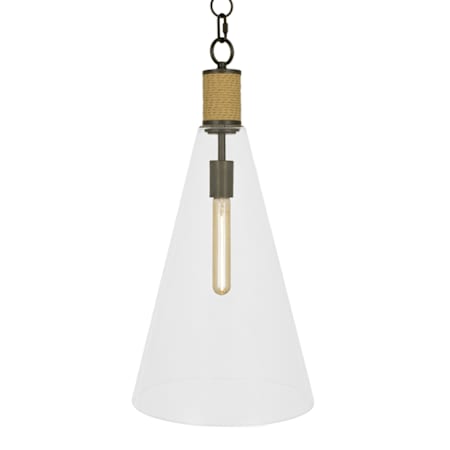 Robert Abbey Hatteras 12" Wide Pendant with Clear Glass Shade Natural Rope / Deep Patina Bronze / Lucite