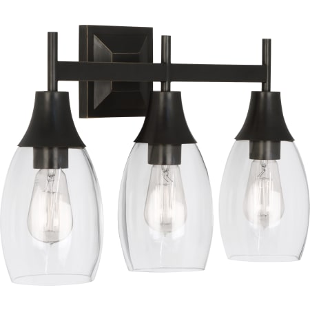 Robert Abbey Grace 3 Light 21" Wide Hardwired or Plug-In Vanity Light with Clear Glass Shades Deep Patina Bronze