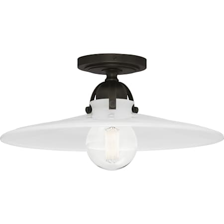 Robert Abbey Rico Espinet Arial 16" Wide Semi-Flush Ceiling Fixture with White Glass Shade Deep Patina Bronze