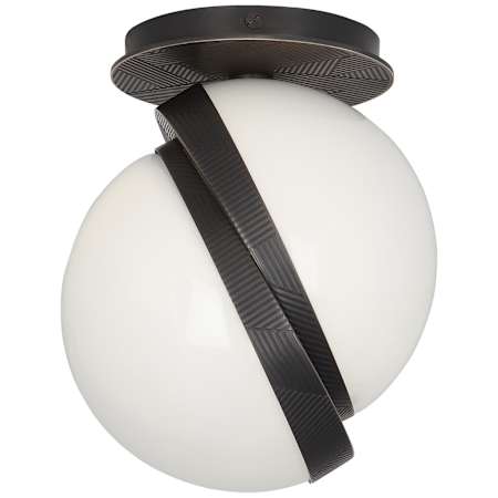Robert Abbey Michael Berman Brut 7" Wide Semi-Flush Globe Ceiling Fixture with White Glass Shade Deep Patina Bronze