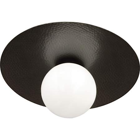 Robert Abbey Dal 13" Wide LED Semi-Flush Globe Ceiling Fixture with White Glass Shade Deep Patina Bronze / White