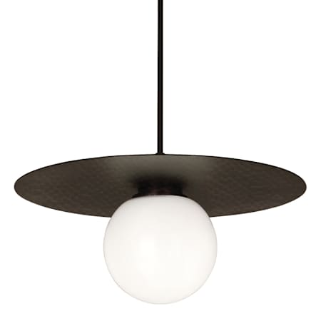Robert Abbey Dal 13" Wide LED Pendant with White Glass Shade Deep Patina Bronze / White