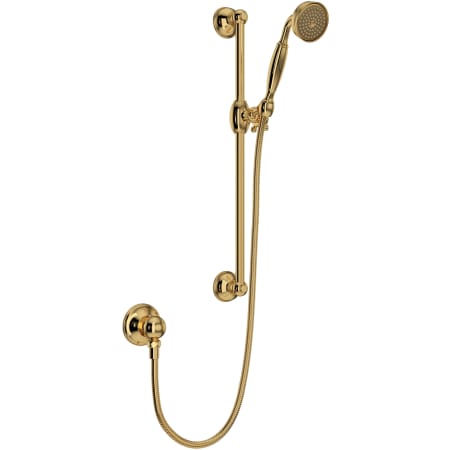 Rohl Spa Shower 1.8 GPM Single Function Hand Shower Package - Includes Slide Bar, Hose, and Wall Supply Italian Brass