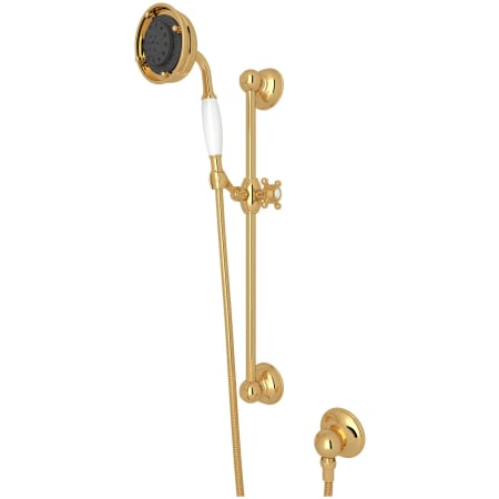 Rohl Spa Shower 1.8 GPM Multi Function Hand Shower Package - Includes Slide Bar, Hose, and Wall Supply Italian Brass