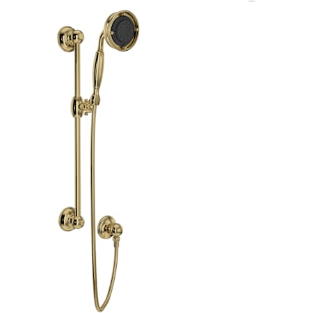 Rohl Spa Shower 1.8 GPM Multi Function Hand Shower Package - Includes Slide Bar, Hose, and Wall Supply Unlacquered Brass (Living Finish)