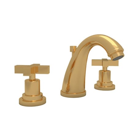 Rohl Lombardia 1.2 GPM Widespread Bathroom Faucet with Pop-Up Drain Assembly Italian Brass