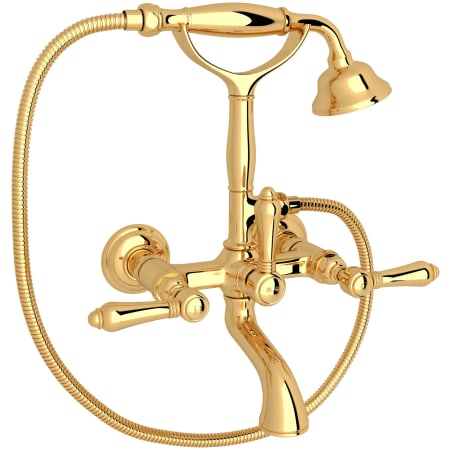 Rohl Acqui Bath Wall Mounted Tub Filler with Built-In Diverter - Includes Hand Shower Italian Brass