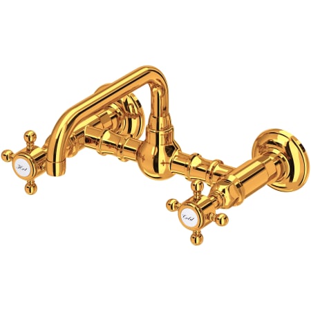 Rohl Acqui 1.2 GPM Wall Mounted Widespread Bridge Bathroom Faucet Italian Brass