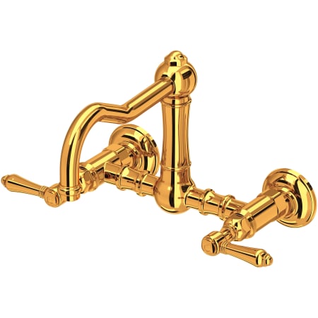 Rohl Acqui 1.5 GPM Wall Mounted Bridge Kitchen Faucet Italian Brass