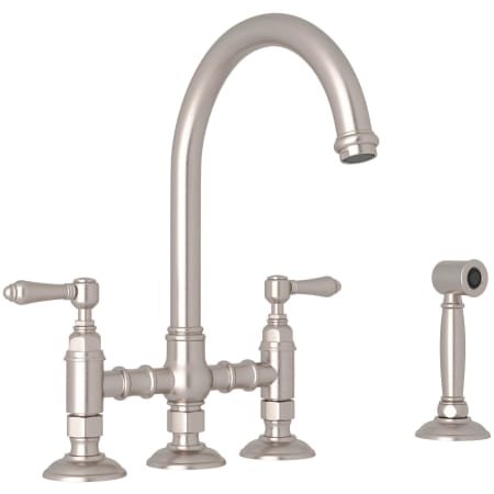 Rohl San Julio 1.5 GPM Widespread Bridge Kitchen Faucet - Includes Side Spray Satin Nickel