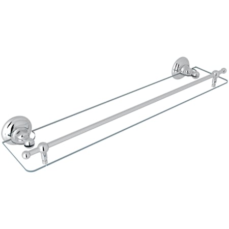 Rohl Acqui 24" Brass and Glass Bathroom Shelf Polished Chrome