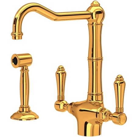 Rohl Acqui 1.5 GPM Single Hole Kitchen Faucet - Includes Side Spray Italian Brass