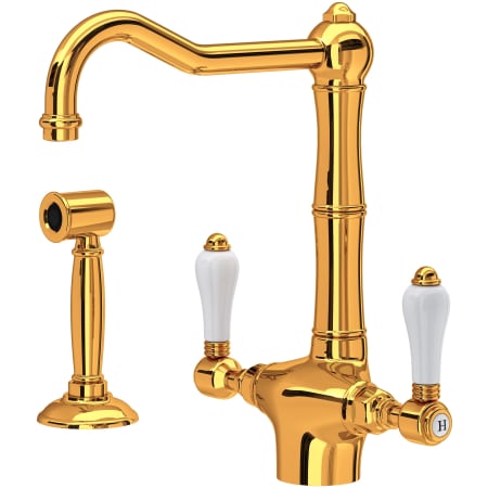 Rohl Acqui 1.5 GPM Single Hole Kitchen Faucet - Includes Side Spray Italian Brass