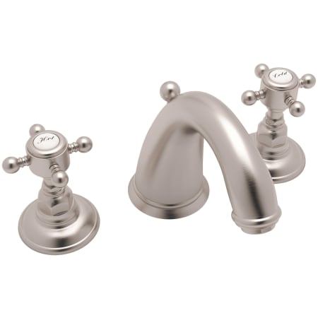 Rohl San Julio 1.2 GPM Widespread Bathroom Faucet with Pop-Up Drain Assembly Satin Nickel