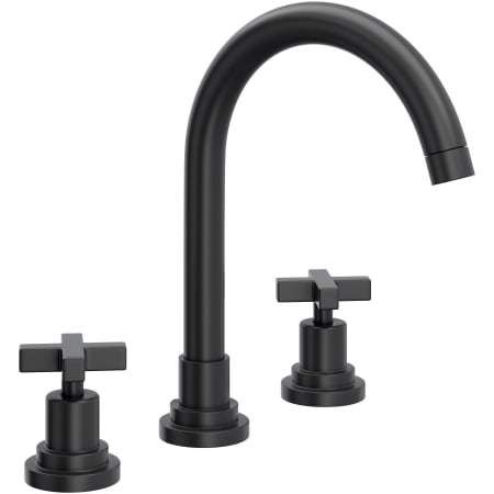 Rohl Lombardia 1.2 GPM Widespread Bathroom Faucet with Pop-Up Drain Assembly Matte Black