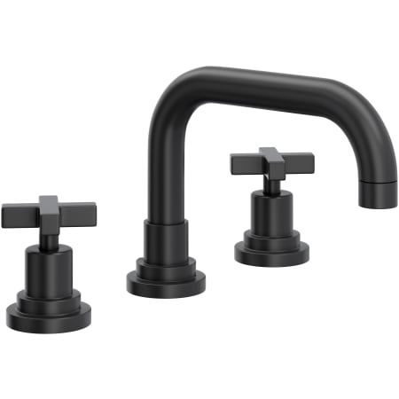Rohl Lombardia 1.2 GPM Widespread Bathroom Faucet with Pop-Up Drain Assembly Matte Black