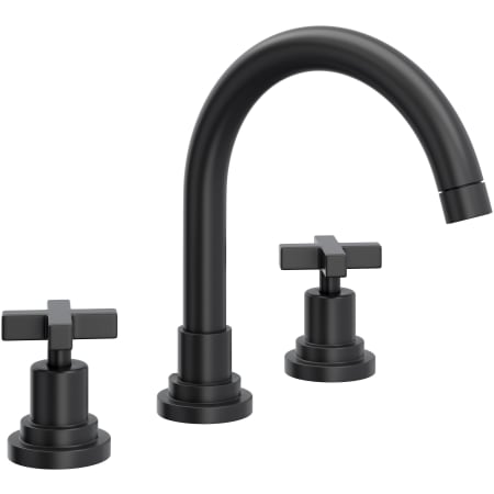 Rohl Lombardia 1.2 GPM Widespread Bathroom Faucet with Pop-Up Drain Assembly Matte Black
