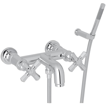 Rohl San Giovanni Wall Mounted Tub Filler with Built-In Diverter - Includes Hand Shower Polished Chrome