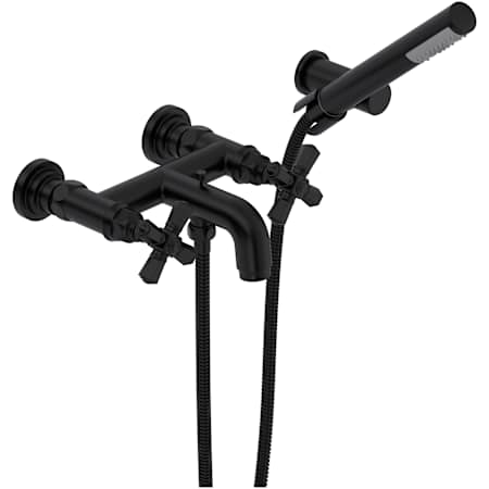 Rohl San Giovanni Wall Mounted Tub Filler with Built-In Diverter - Includes Hand Shower Matte Black