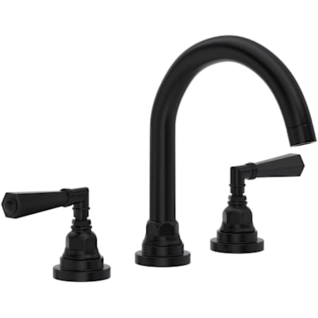 Rohl San Giovanni 1.2 GPM Widespread Bathroom Faucet with Pop-Up Drain Assembly Matte Black