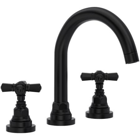 Rohl San Giovanni 1.2 GPM Widespread Bathroom Faucet with Pop-Up Drain Assembly Matte Black