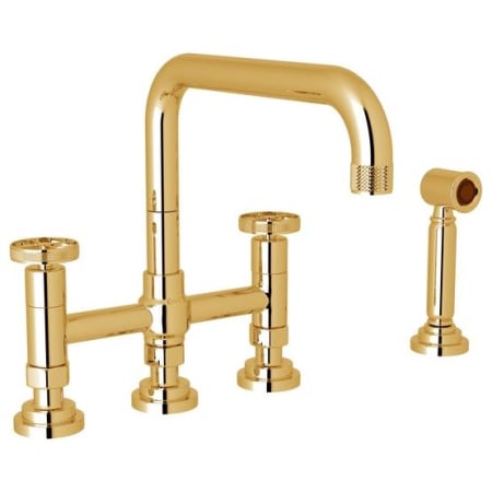 Rohl Campo 1.5 GPM Widespread Bridge Kitchen Faucet - Includes Side Spray Italian Brass