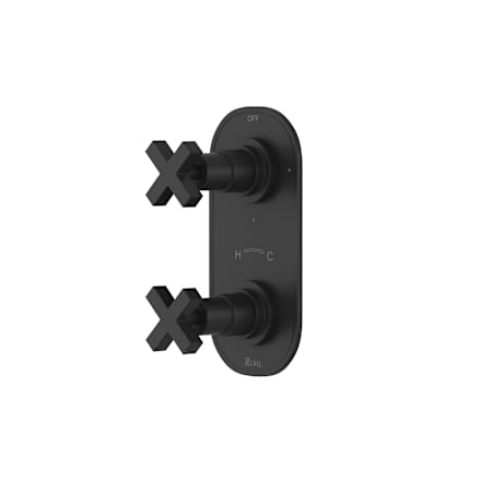 Rohl Lombardia Five Function Thermostatic Valve Trim Only with Dual Cross Handles and Integrated Diverter - Less Rough In Matte Black