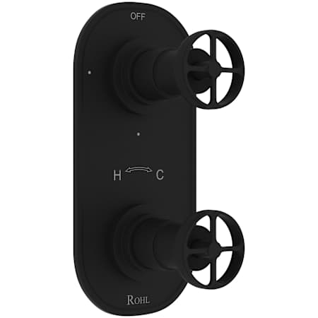 Rohl Campo 5 Function Thermostatic Valve Trim Only with Double Wheel Handle and Integrated Diverter - Less Rough In Matte Black