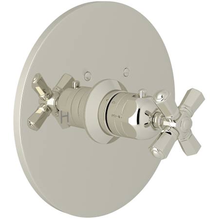 Rohl San Giovanni Thermostatic Valve Trim Only with Single Cross Handle - Less Rough In Polished Nickel