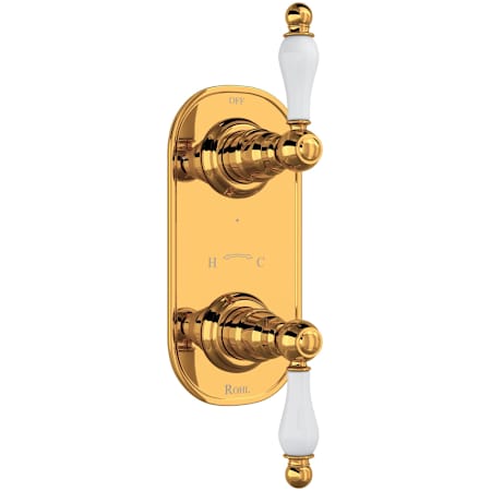 Rohl Arcana 5 Function Thermostatic Valve Trim Only with Double Lever Handle and Integrated Diverter - Less Rough In Italian Brass