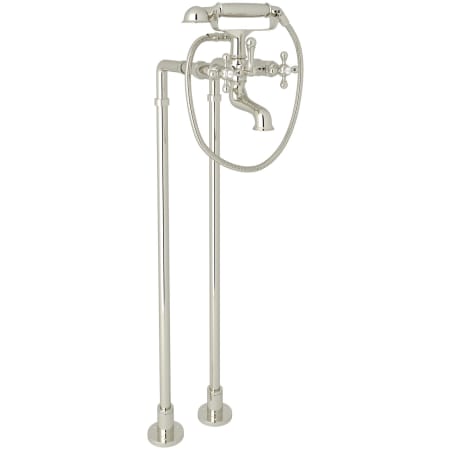 Rohl Arcana Floor Mounted Tub Filler with Built-In Diverter - Includes Hand Shower Polished Nickel
