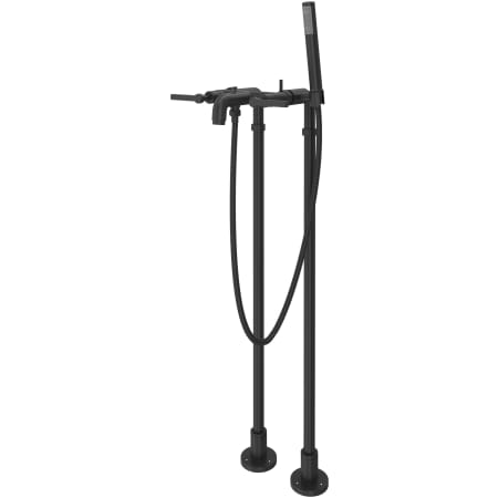 Rohl Lombardia Floor Mounted Tub Filler with Built-In Diverter - Includes Hand Shower Matte Black