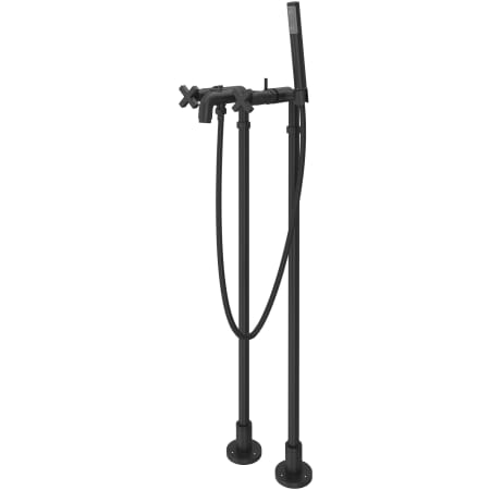 Rohl Lombardia Floor Mounted Tub Filler with Built-In Diverter - Includes Hand Shower Matte Black
