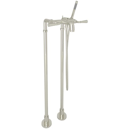 Rohl San Giovanni Floor Mounted Tub Filler with Built-In Diverter - Includes Hand Shower Polished Nickel