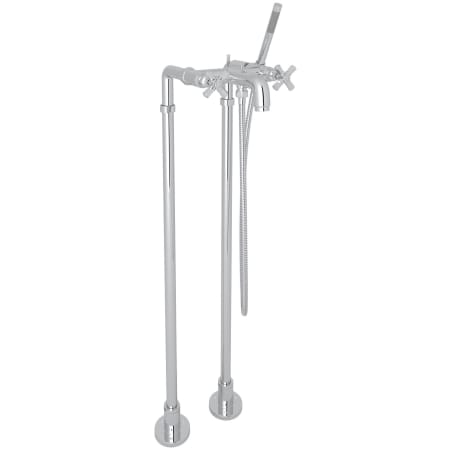 Rohl San Giovanni Floor Mounted Clawfoot Tub Filler with Built-In Diverter - Includes Hand Shower Polished Chrome