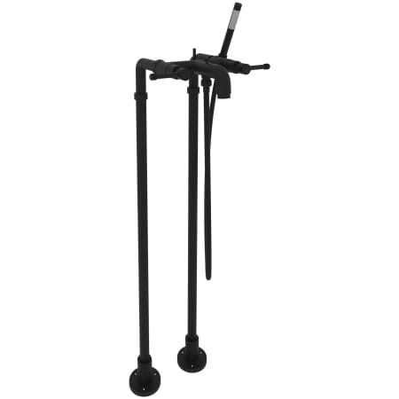 Rohl Campo Floor Mounted Tub Filler with Built-In Diverter - Includes Hand Shower Matte Black