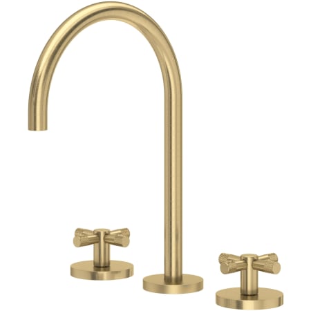 Rohl Amahle 1.2 GPM Widespread Bathroom Faucet with Cross Handles and Pop-Up Drain Assembly Antique Gold